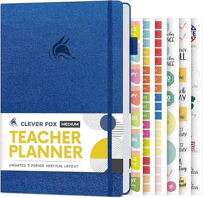 Clever Fox Teacher Planner – School Year Planner with Calendars & Lesson Plans – Teacher Plan Book for Classroom & Homeschool Organization - Undated, A5 Size, Hardcover (Mystic Blue)