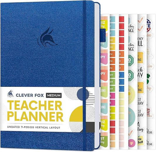 Clever Fox Teacher Planner – School Year Planner with Calendars & Lesson Plans – Teacher Plan Book for Classroom & Homeschool Organization - Undated, A5 Size, Hardcover (Mystic Blue)