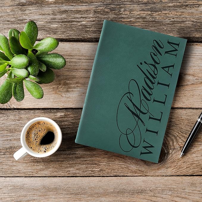 Personal Leather Journal Notebooks | 12 Design, 9 Color - Chestnut | Journal for Women, Men - Custom Notebook to Write in - Diary for Girls, Women - Personalized Gift Idea for Girl, Boy, Mom and Dad