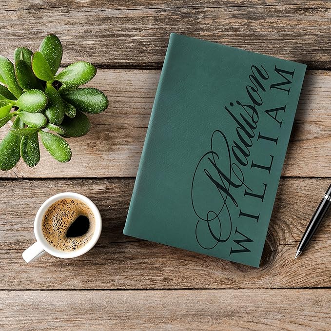 Personal Leather Journal Notebooks | 12 Design, 9 Color - Black | Journal for Women, Men - Custom Notebook to Write in - Diary for Girls, Women - Personalized Gift Idea for Girl, Boy, Mom and Dad