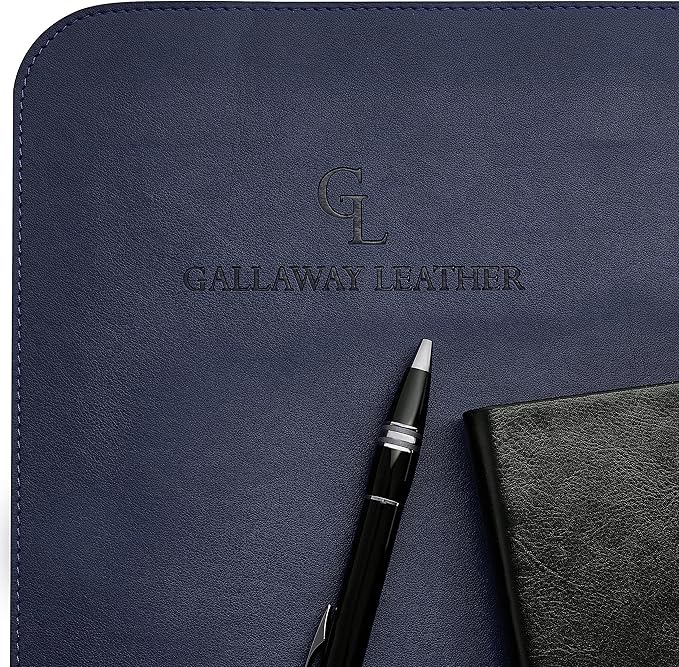 Gallaway Leather Desk Mat,Desk Writing Pad - Office Desk Pad, Large 36" x 17" Navy Blue, Desk Mats on Top of Desks, Gift Ready Elegant Computer Desk Mat Desk Cover Desk Pad Protector PU Leather