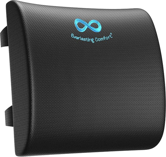 Everlasting Comfort Lumbar Support Cushion for Car Seat - Gel Infused Back Cushion for Car - Lumbar Support Promotes Better Posture, Back Pain Relief - Ideal for Driving