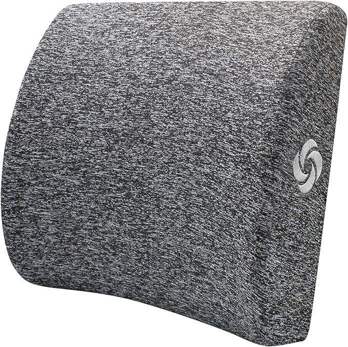 Samsonite Ergonomic Lumbar Support Pillow for Office Chair and Car Seat - Memory Foam Back Support Lumbar Pillow Premium Cushion Chair Support for Lower Back Pain Relief and Versatile Use - Grey