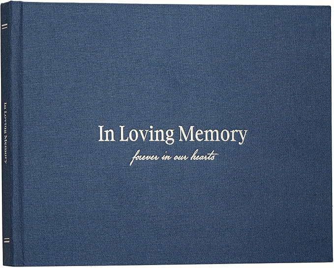 Kunitsa Co. Funeral Guest Book for Memorial Service, in Loving Memory, Navy Blue Cover