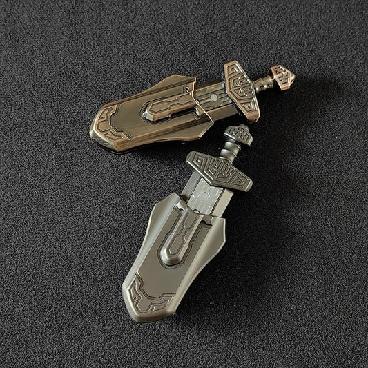 EDC Sword Decompression Toys Fidget Sliders Fidget Toys Stress Relief for Adults Magnetic Metal Toys Anti-Anxiety Office Desk Toys (Grey+Bronze)
