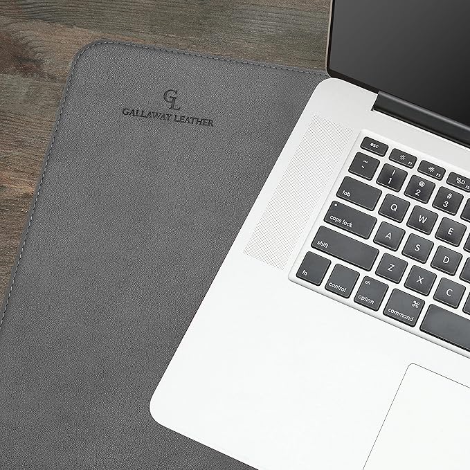 Gallaway Leather Desk Pad – 25 x 17 inch - Desk Mat Home Office Desk Accessories Desktop Protector XXL Mouse Pad Writing Desk Blotter - Grey - Medium
