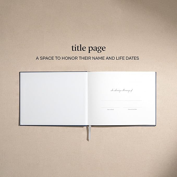 Kunitsa Co. Funeral Guest Book for Memorial Service, in Loving Memory, Navy Blue Cover