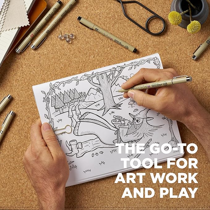 SAKURA Pigma Micron Fineliner Pens - Archival Black Ink Pens - for Writing or Drawing for Artists, Crafters & DIY Gifts Projects - Assorted Point Sizes - 8 Count