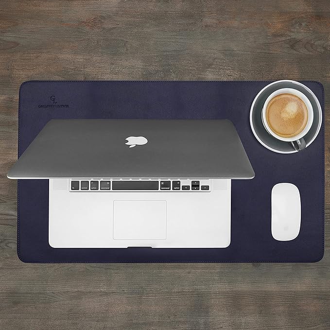 Gallaway Leather Desk Pad – 25 x 17 inch - Desk Mat Home Office Desk Accessories Desktop Protector XXL Mouse Pad Writing Desk Blotter - Navy Blue - Medium